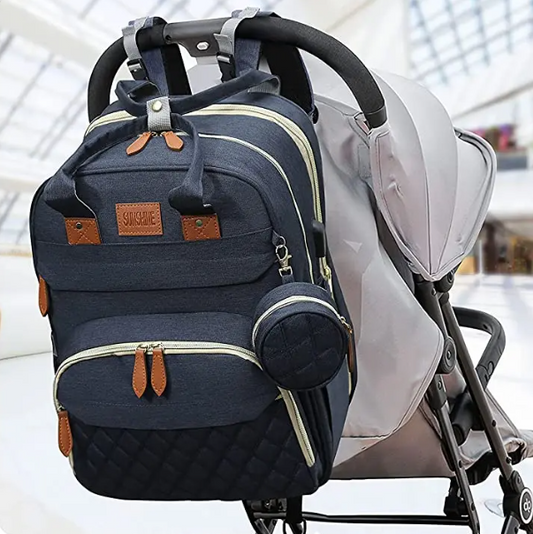 Sac à Dos de Maternité 3 en 1 – Lit Pliable, Table à Langer et Chargeur USB